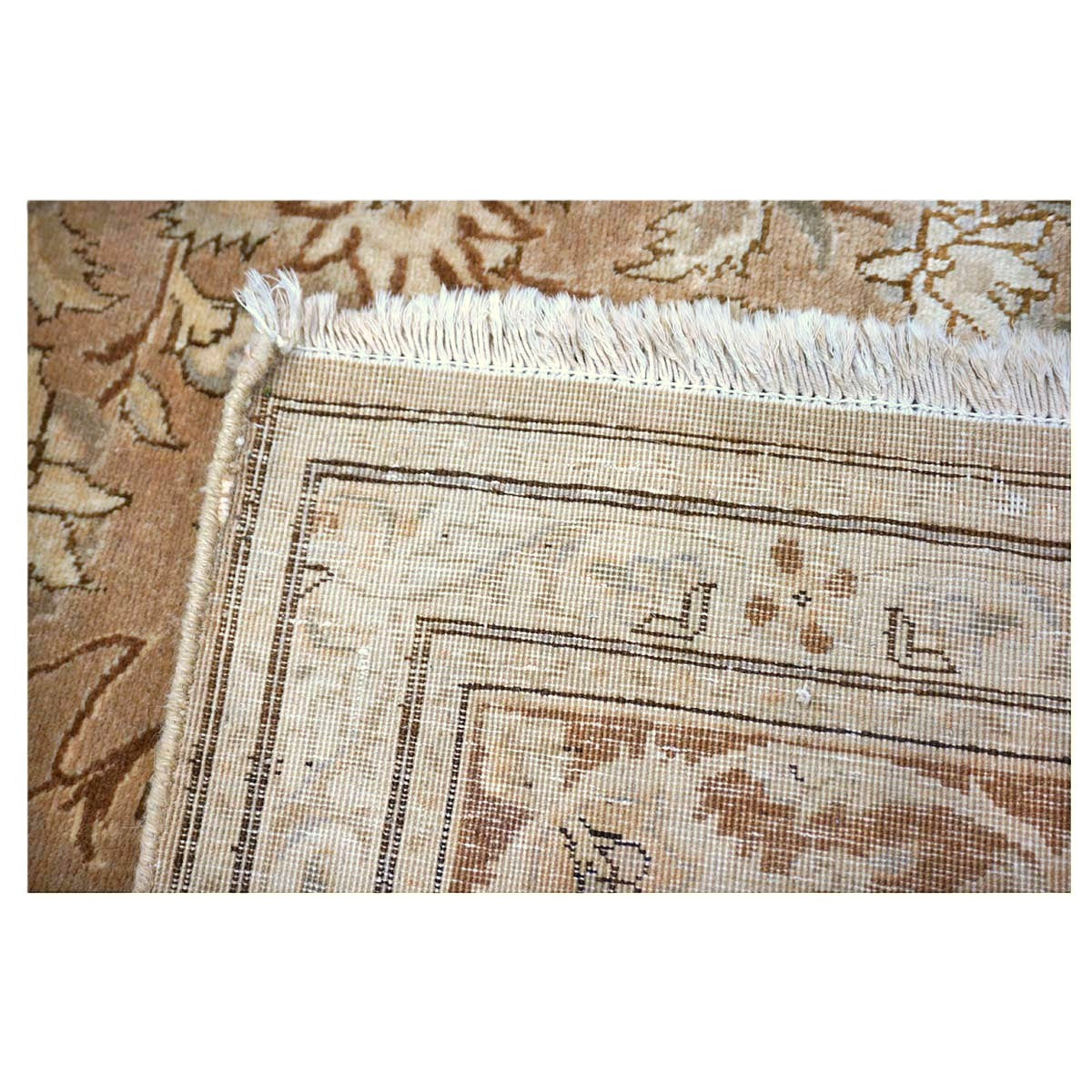 Antique Persian Tabriz Wool 6x17 Tan, Ivory & Rust Handmade Gallery Rug #1140131