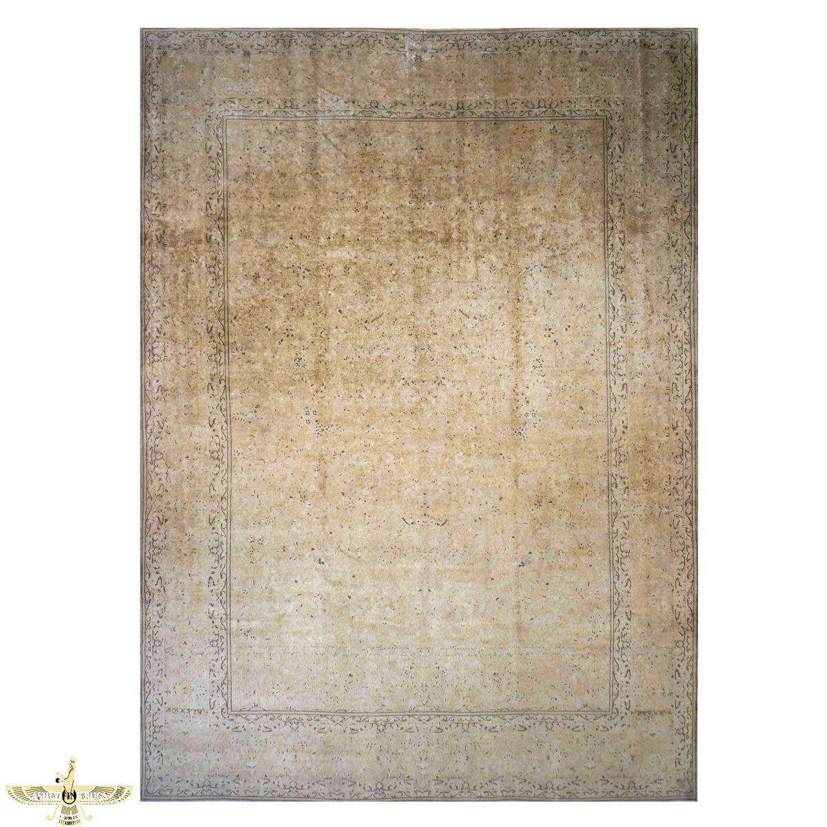 Antique Persian Kerman Wool 11X16 Tan, Brown & Black Handmade Area Rug #1140724
