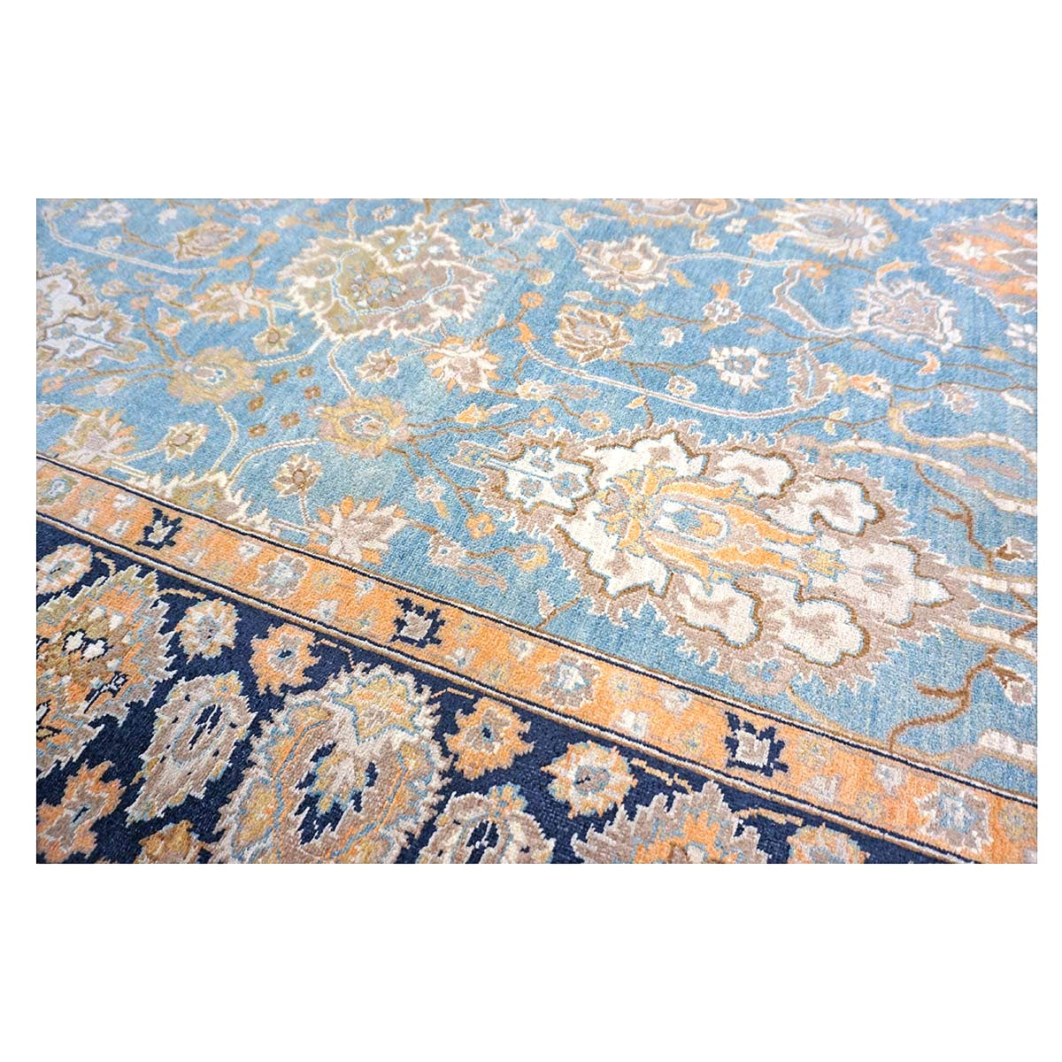 Persian Isfahan Safavid Wool 6x9 Teal, Ivory & Black Handmade Area Rug #1141153
