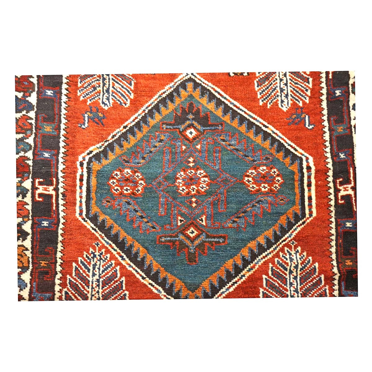 Antique Persian Azerbaijan Tribal Wool 3x10 Red & Blue Handmade Runner Rug #1141304