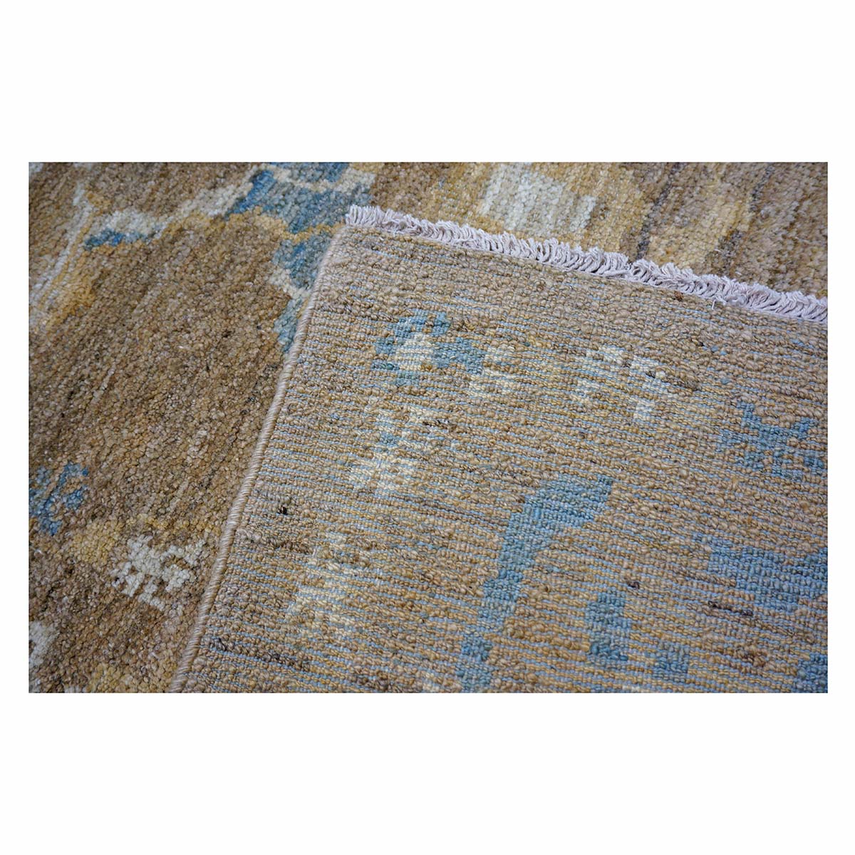 Persian Sultanabad Wool 10x20 Taupe, Ivory & Light Blue Handmade Gallery Rug #1141324