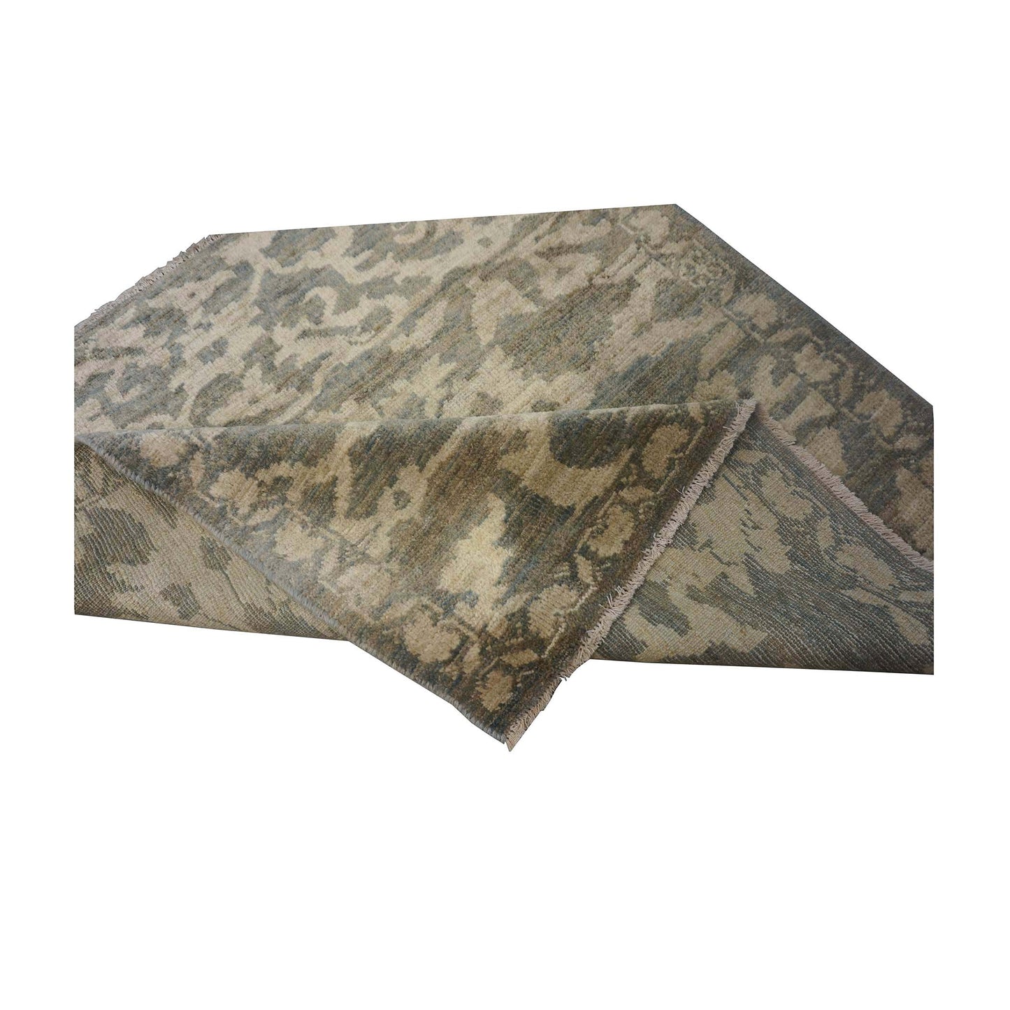 Persian Sultanabad Wool 4x4 Olive, Ivory & Slate Handmade Square Area Rug #1141337