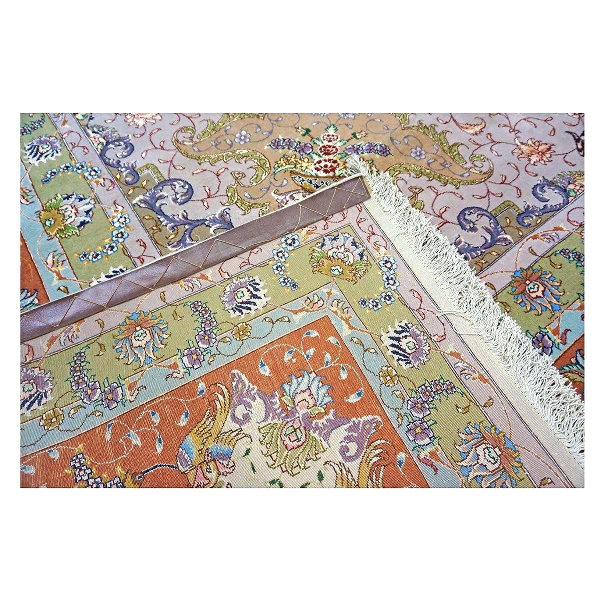 Persian Tabriz Wool 13x20 Ivory, Salmon, Pink & Green Handmade Oversized Area Rug #1141494