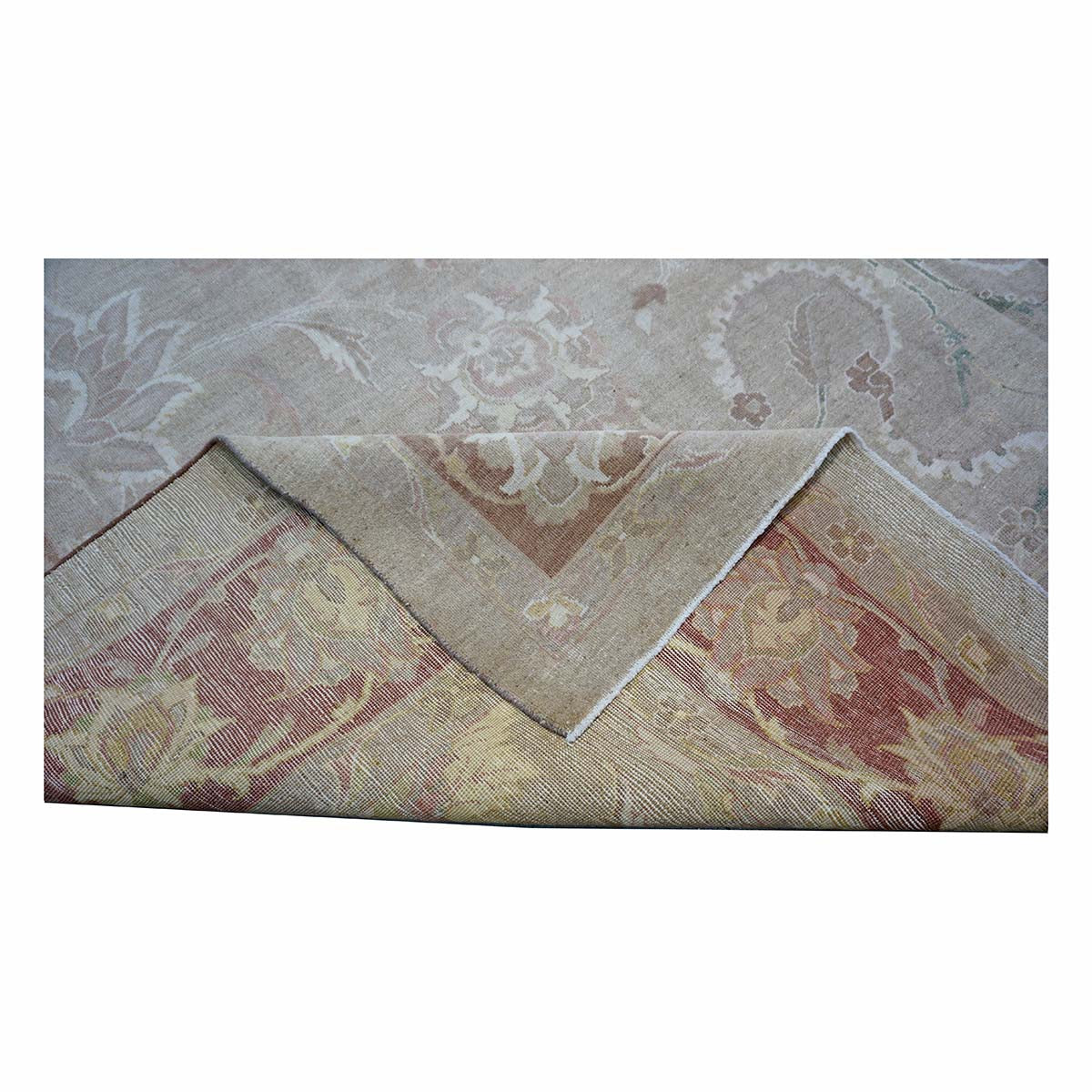 Persian Sultanabad Wool 13x18 Ivory, Taupe & Green Handmade Area Rug #1142322