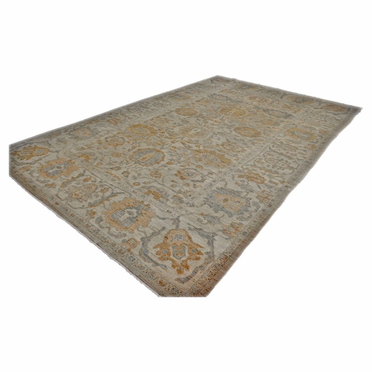 Persian Sultanabad Wool 10 x 14 Orange, Ivory & Gray Handmade Area Rug #1142432