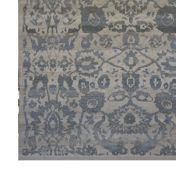 Turkish Sultanabad Wool 10x14 Blue, Gray & Ivory Handmade Area Rug #1142993