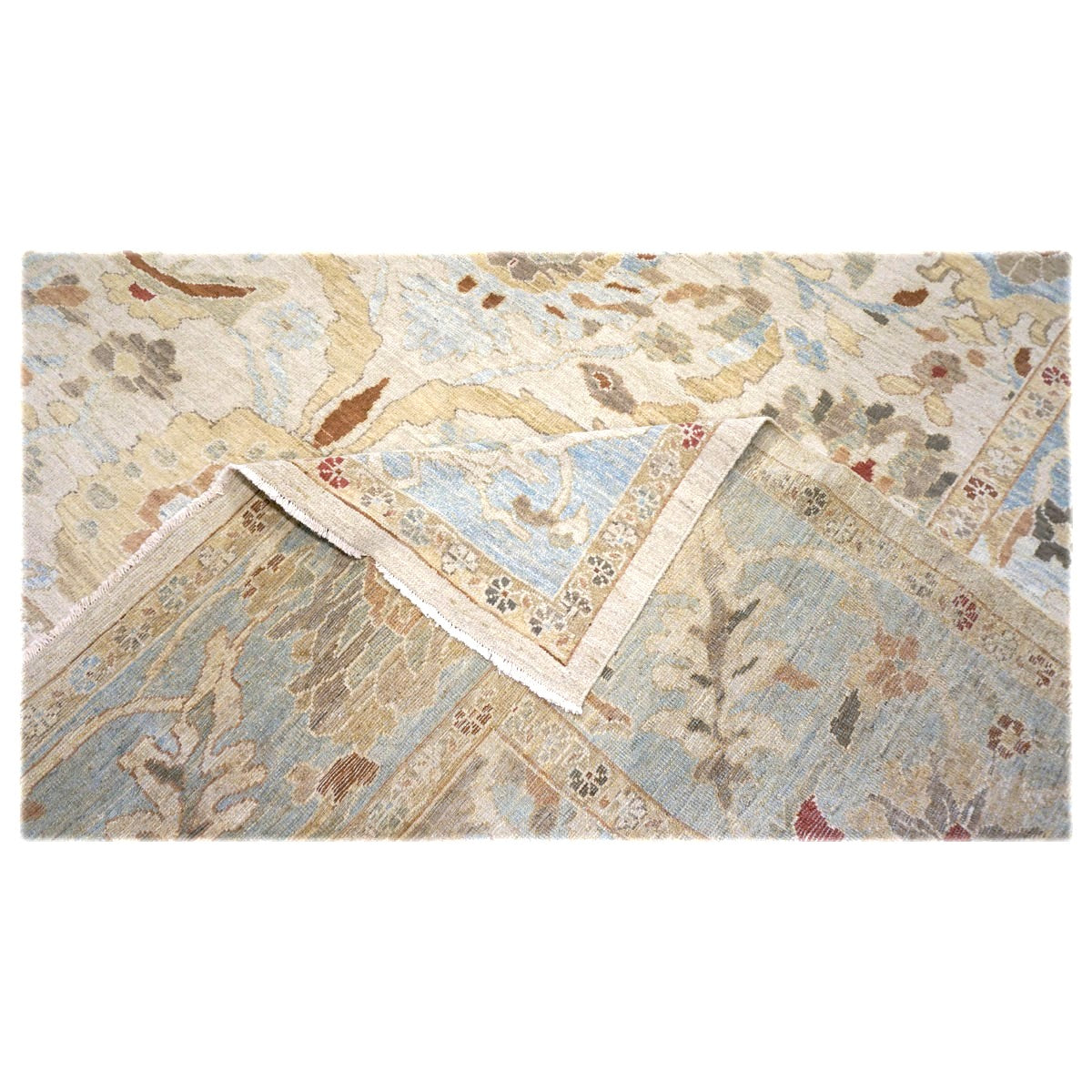 Persian Sultanabad Wool 10x14 Light Blue, Ivory & Tan Handmade Area Rug #1143035