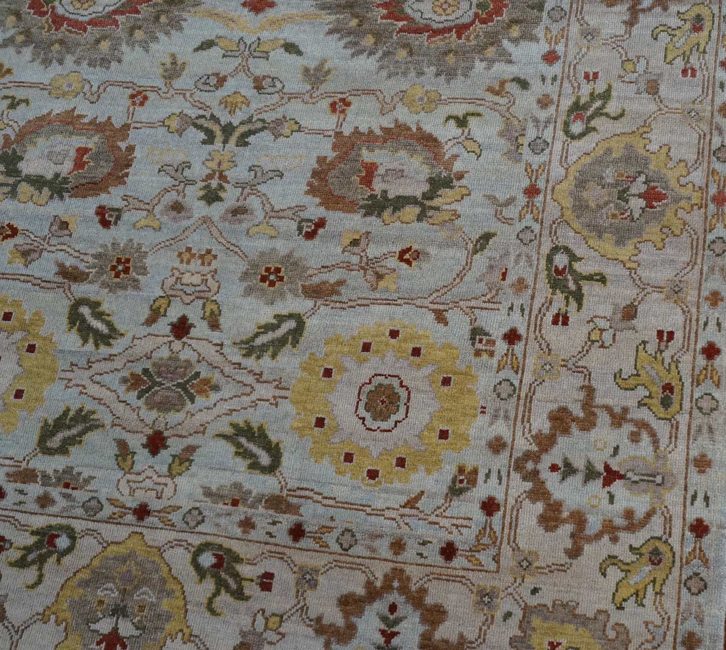 Afghan Sultanabad Masters Wool 6 x 6 Yellow & Taupe Handmade Square Area Rug #1143122