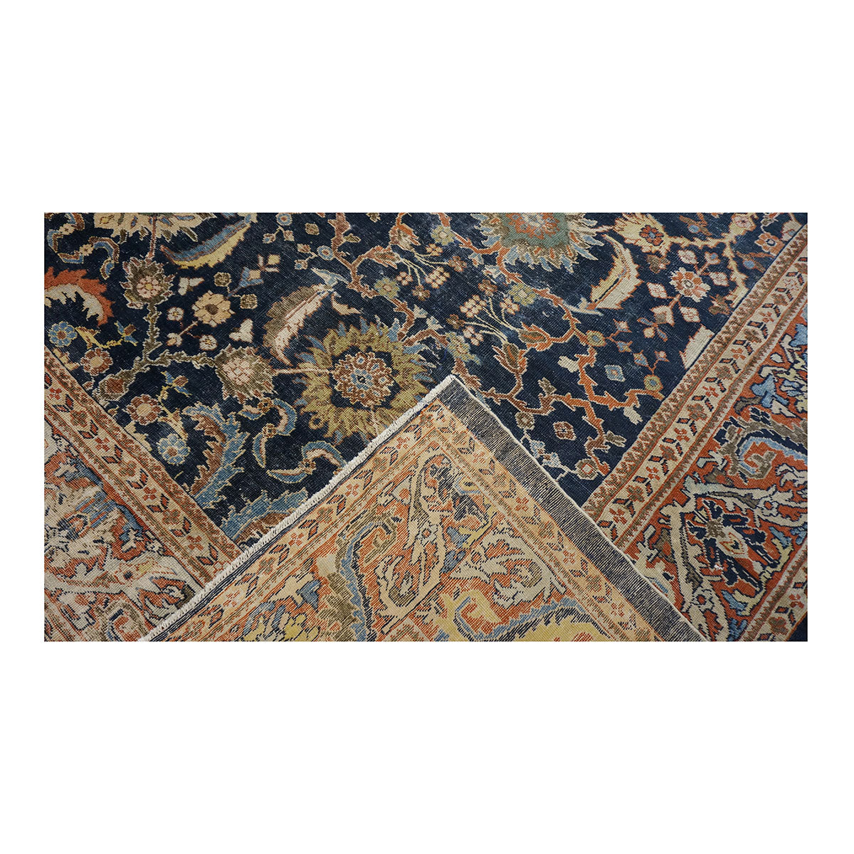 Antique Persian Sultanabad Wool 14x17 Tan & Blue Handmade Oversized Area Rug #1143482