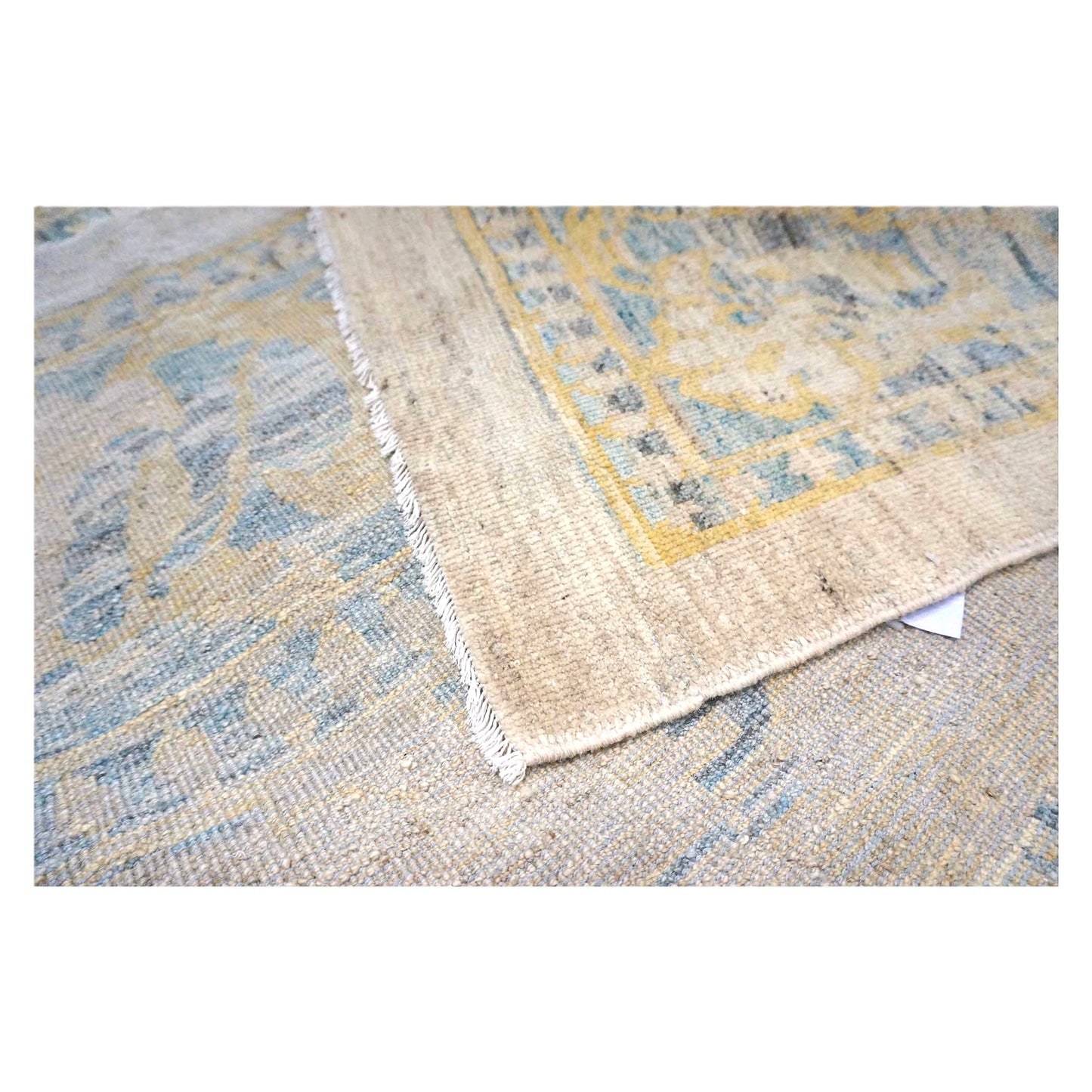 Persian Sultanabad Wool 9x14 Ivory, Yellow & Light Blue Handmade Area Rug #1144121