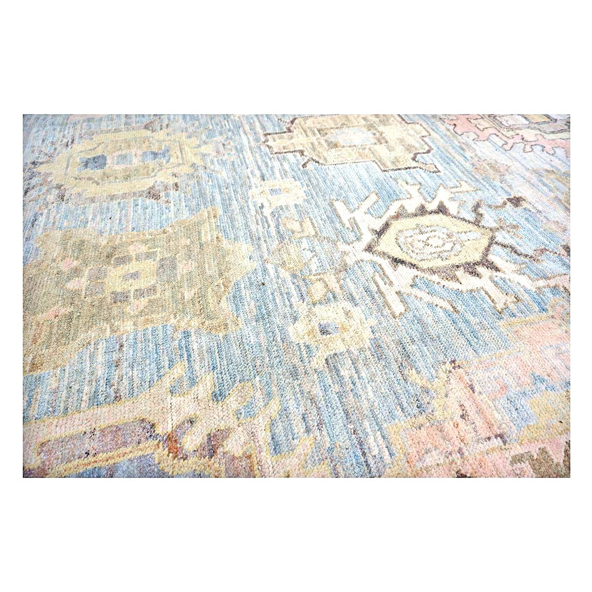 21st Century Turkish Oushak Wool 11X17 Gold, Gray & Slate Blue Handmade Area Rug #1144131