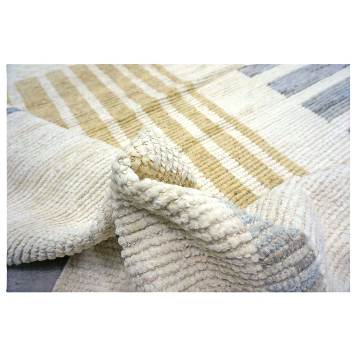 Afghan Tribal Mid-Modern Wool 13x16 Ivory & Tan Handmade Area Rug #1144733