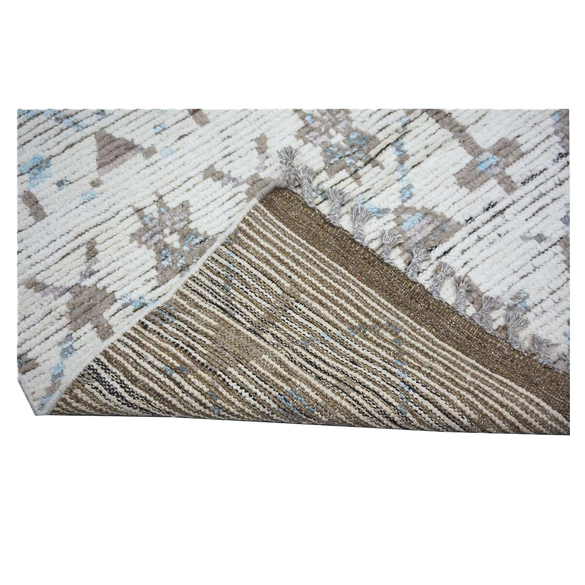 Afghan Tribal Mid-Modern Wool 12x16 Ivory, Brown & Blue Handmade Area Rug #1144745