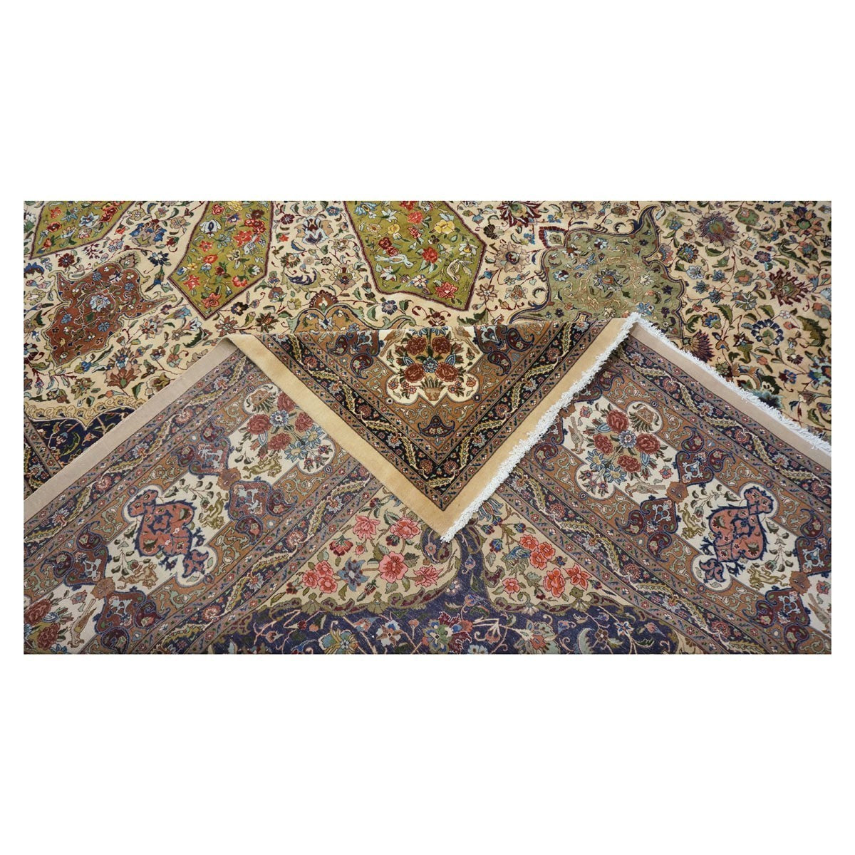 Antique Persian Tabriz 13X19 Ivory Palace Rug #1140645 image 6
