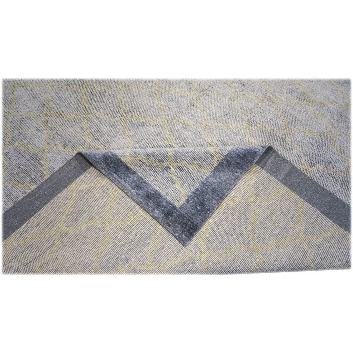 Nepalese Modern Wool & Silk 10X14 Slate Blue & Light Green Handmade Area Rug #1143599 image 14