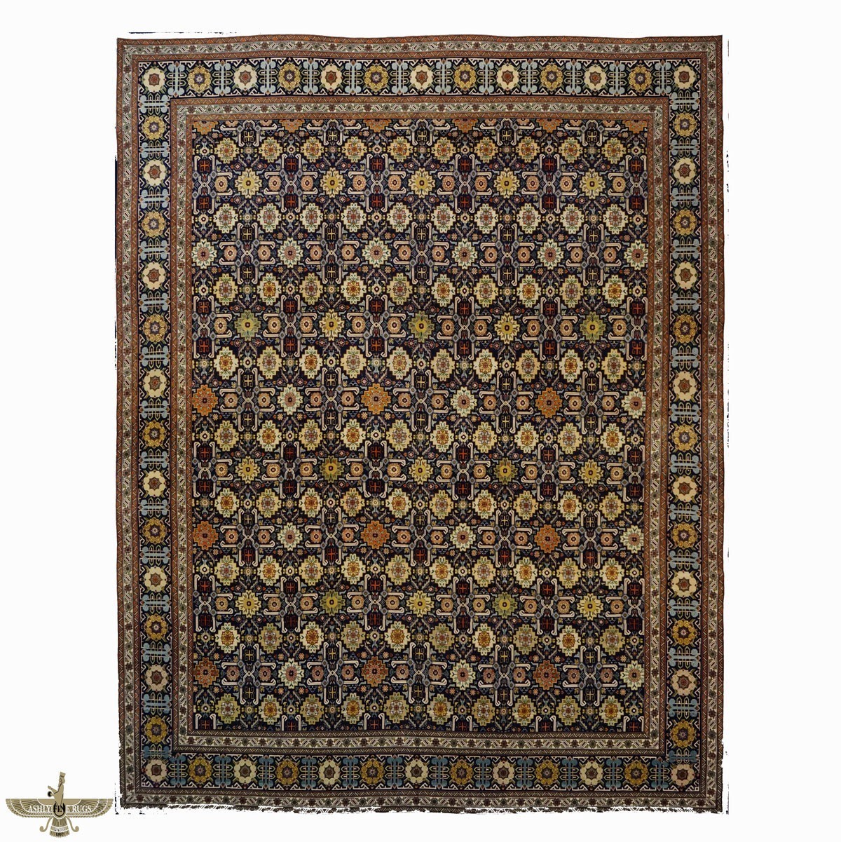 Vintage Navy Blue Persian Tabriz 9 x 12 Area Rug #9902234 image 0