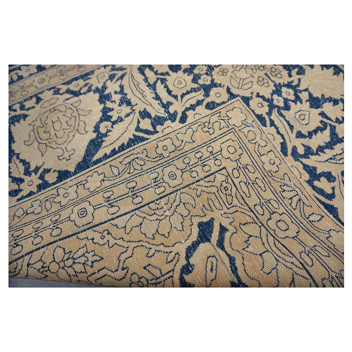 Indigo Blue Antique Persian Mohtasham Kashan circa 1880's 9X12 Area Rug #9902385 image 10
