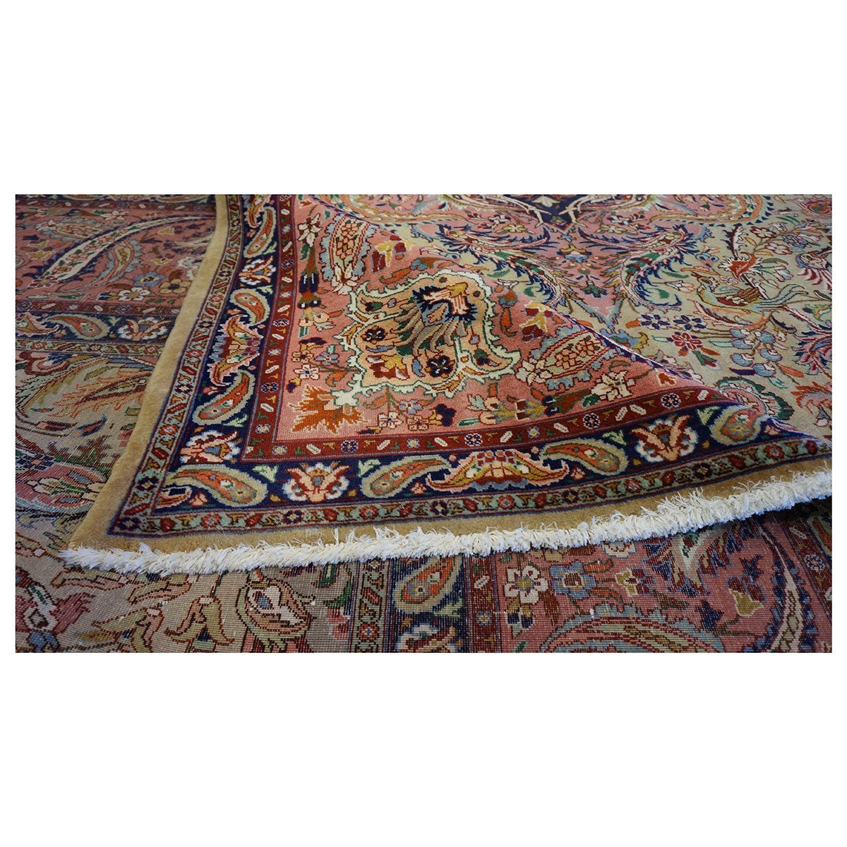Antique Persian Tabriz Pahlavi 10x13 Taupe, Salmon, & Navy Area Rug #9902222 image 9