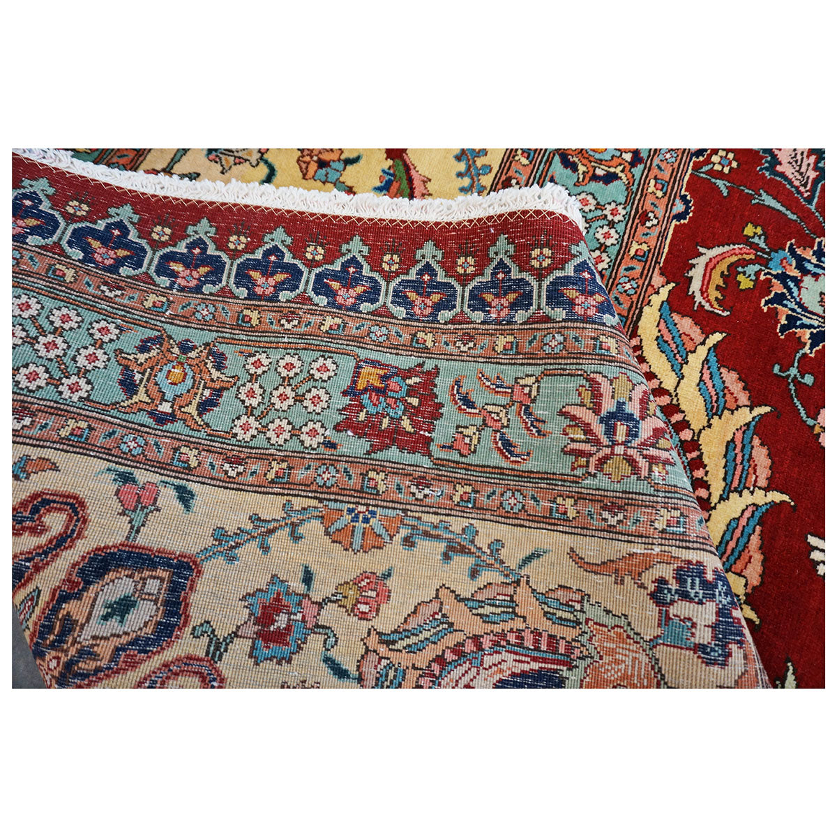 Antique Persian Tabriz Wool 15x23 Red & Yellow Handmade Oversized Area Rug #9902117