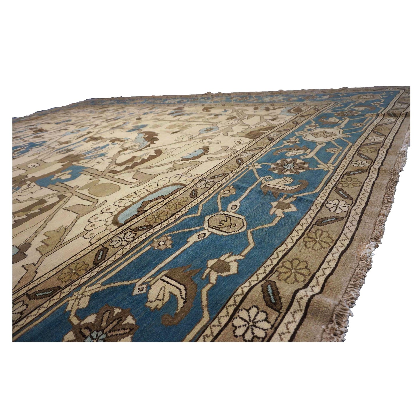 Persian Serapi Wool 15x16 Ivory, Taupe & Teal Handmade Oversized Area Rug #9902174