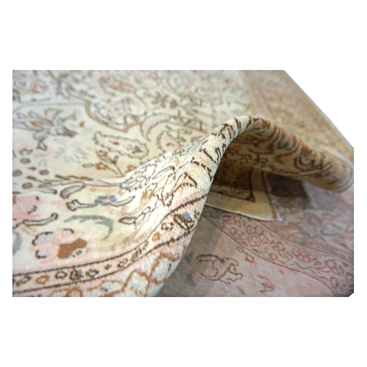 Antique Persian Tabriz Wool 8x12 Ivory, Tan, & Pink Handmade Area Rug #9902224