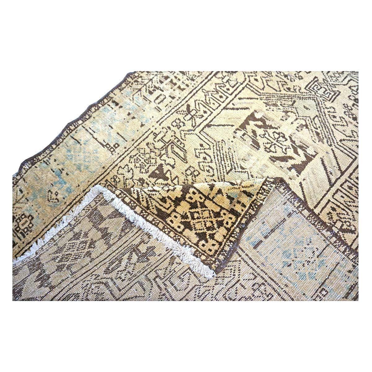 Antique Persian Karajeh Wool 3x10 Tan & Brown Handmade Runner Rug # 9902485