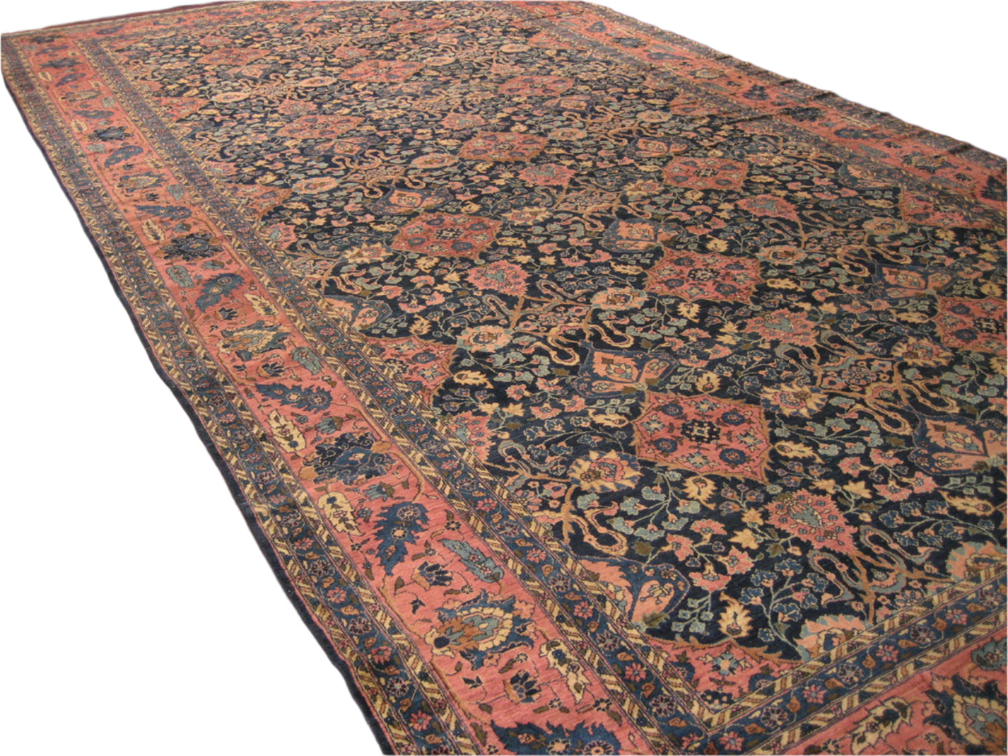 Antique Persian Lilihan Wool 11x20 Red & Navy Blue Handmade Gallery Rug #9902643