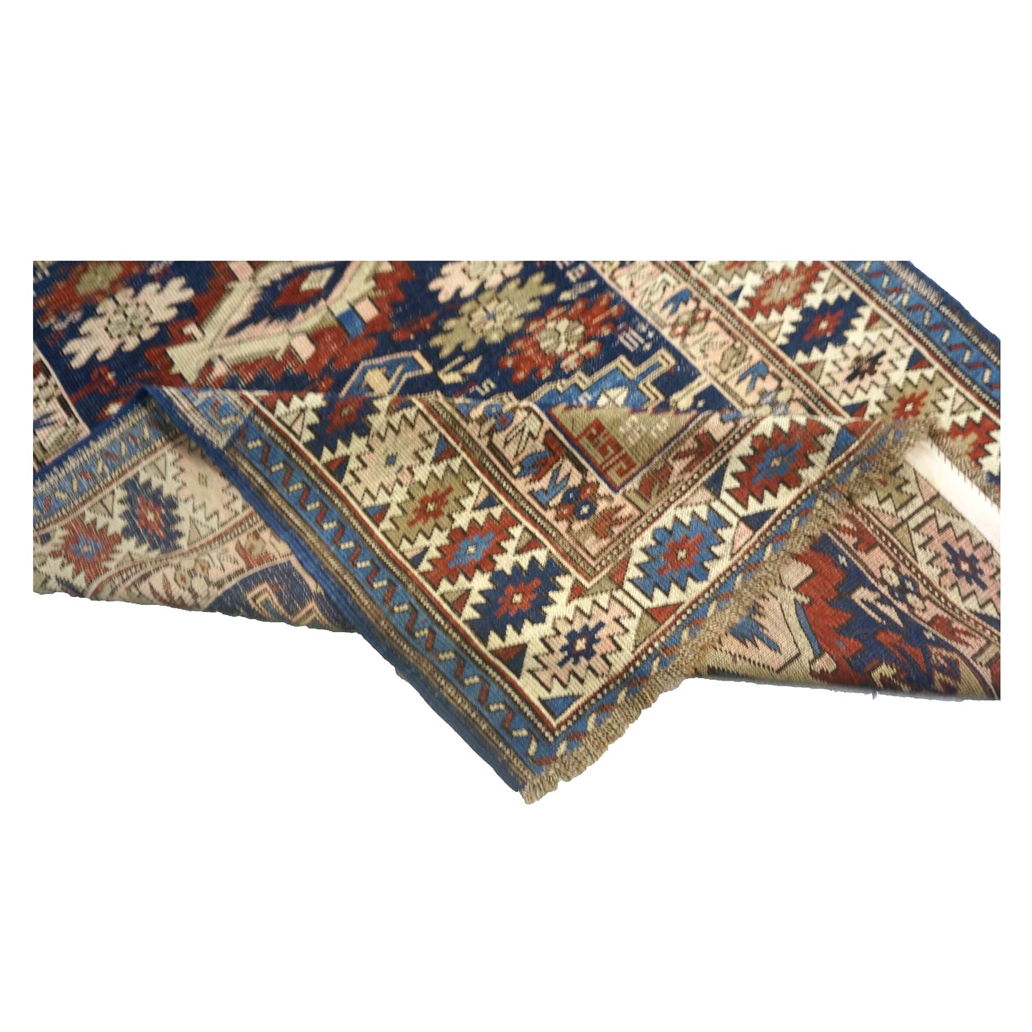 Antique Azarbijiani Kazak Wool 4x5 Navy & Ivory Handmade Area Rug #9902724