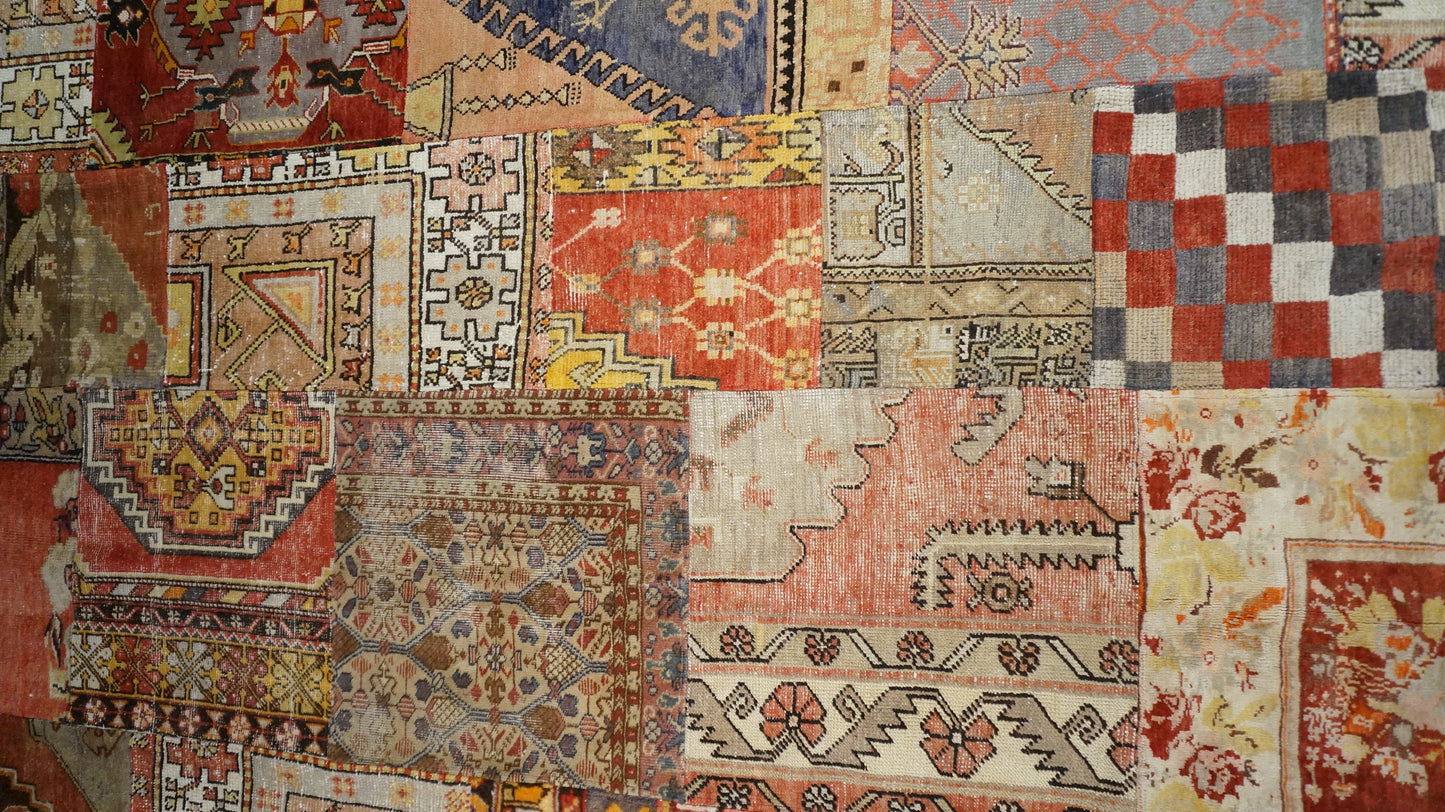 Antique Turkish Patchwork 8X10 Multicolored Handmade Area Rug #9902852
