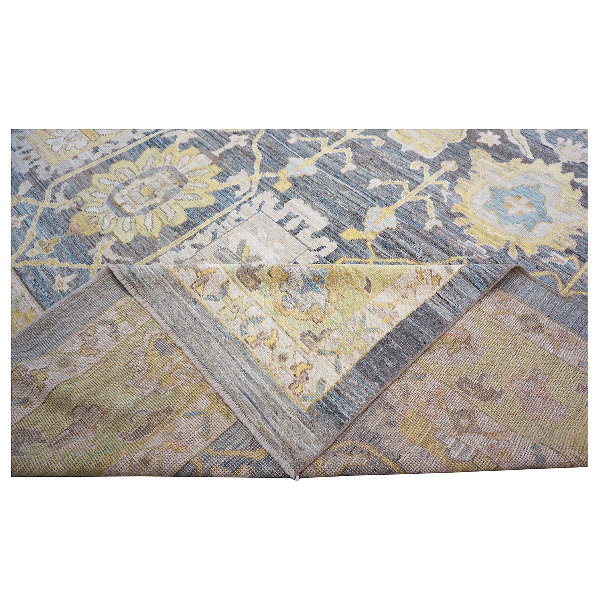 21st Century Turkish Oushak 14X20 Slate Blue, Gray & Ivory Handmade Area Rug #1144091 image 11