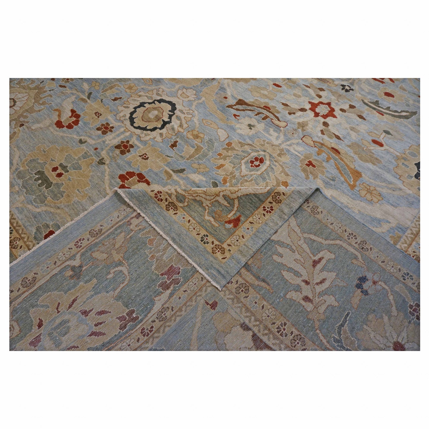 Area Rugs: #1140199 Persian Hand-Knotted Wool Sultanabad LT. Blue & Green rug 14 x 20 image 5