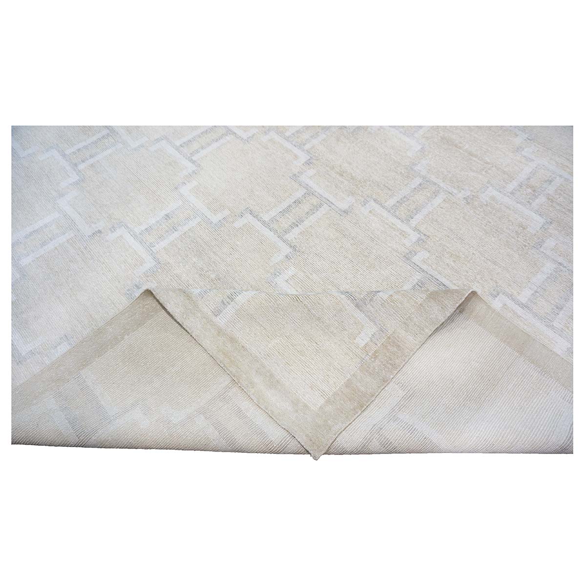 Nepalese Modern Wool & Silk 12X15 Beige, Ivory & Grey Area Rug #1143905 image 11