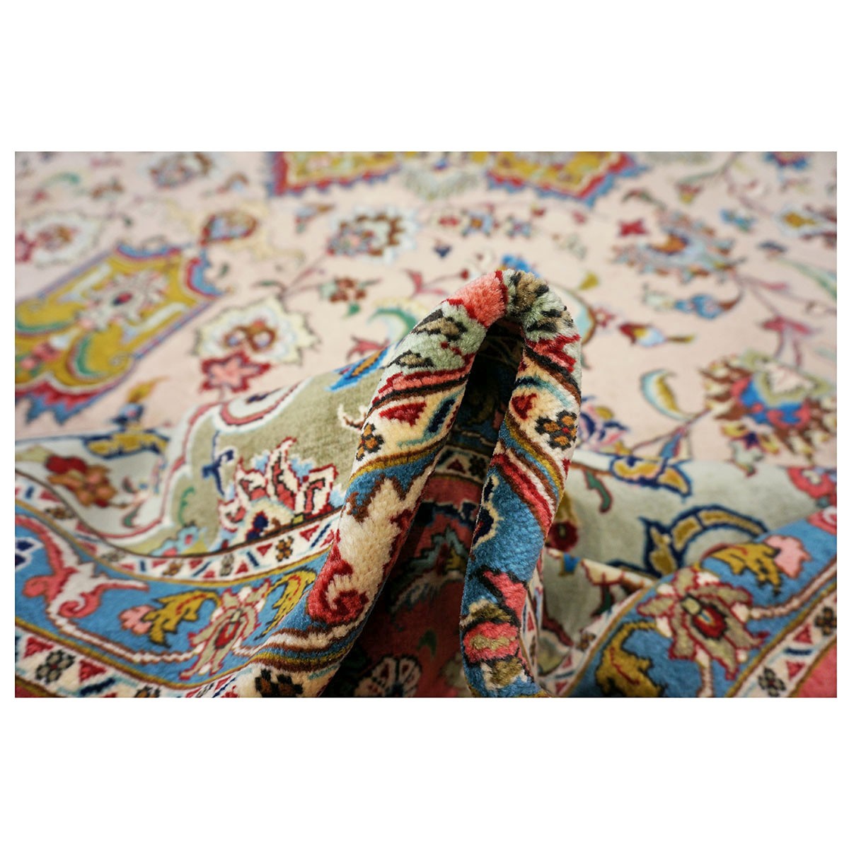 Antique Persian Tabriz 9x12 Red, Green, & Ivory Handmade Area Rug #1143880 image 9