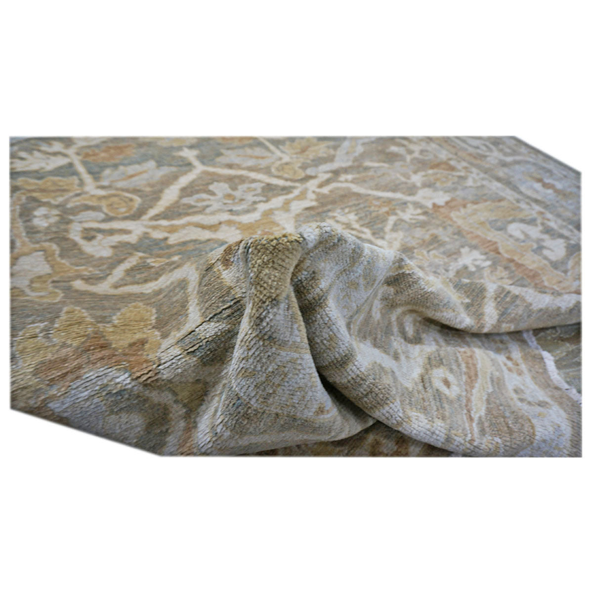 Persian Sultanabad 9x12 Olive & Tan Handmade Area Rug #1141109 image 7