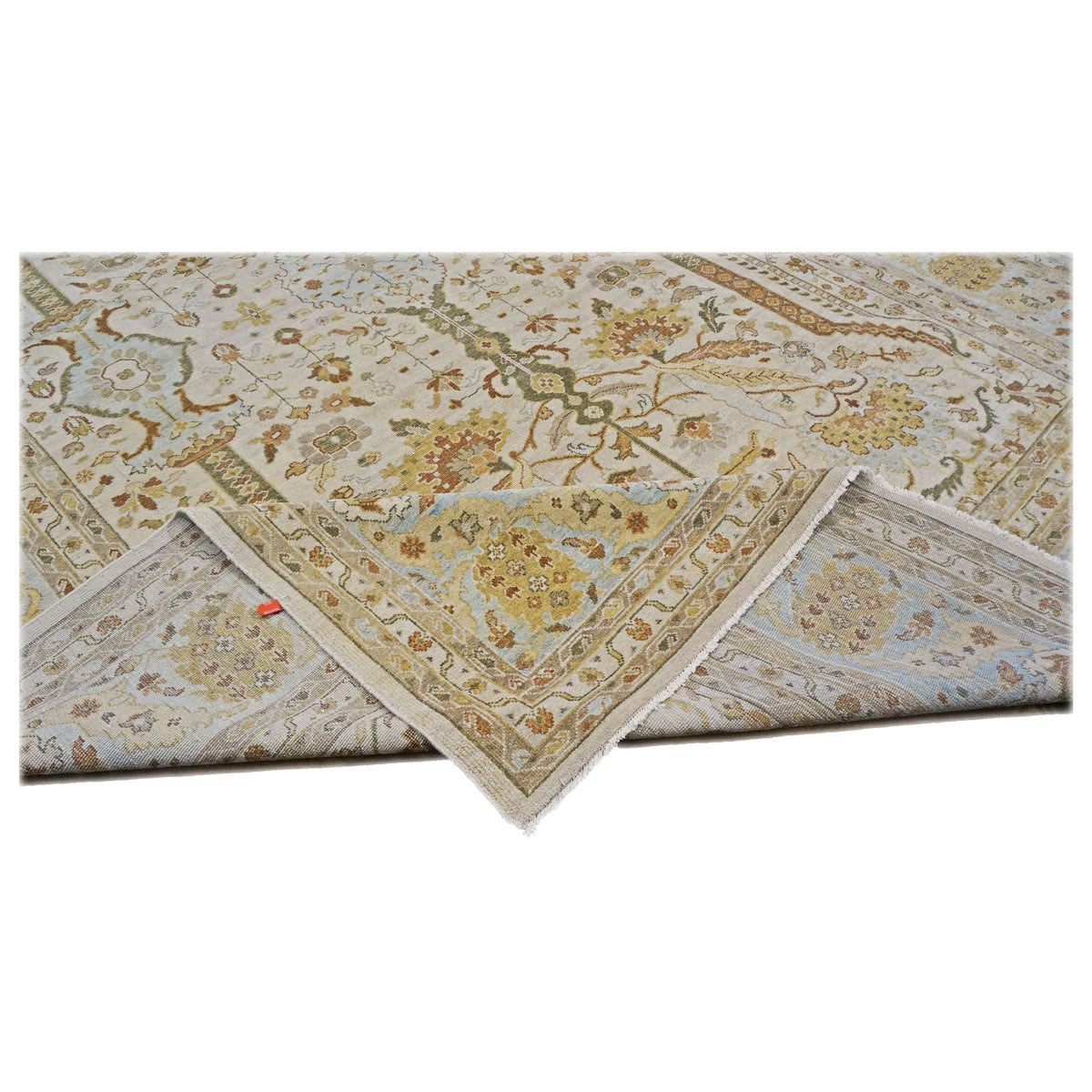 21st Century Sultanabad 10x14 Ivory, Tan, & Blue Handmade Area Rug #9902700 image 6