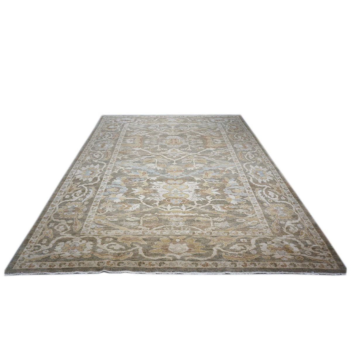 Persian Sultanabad 9x12 Olive & Tan Handmade Area Rug #1141109 image 1