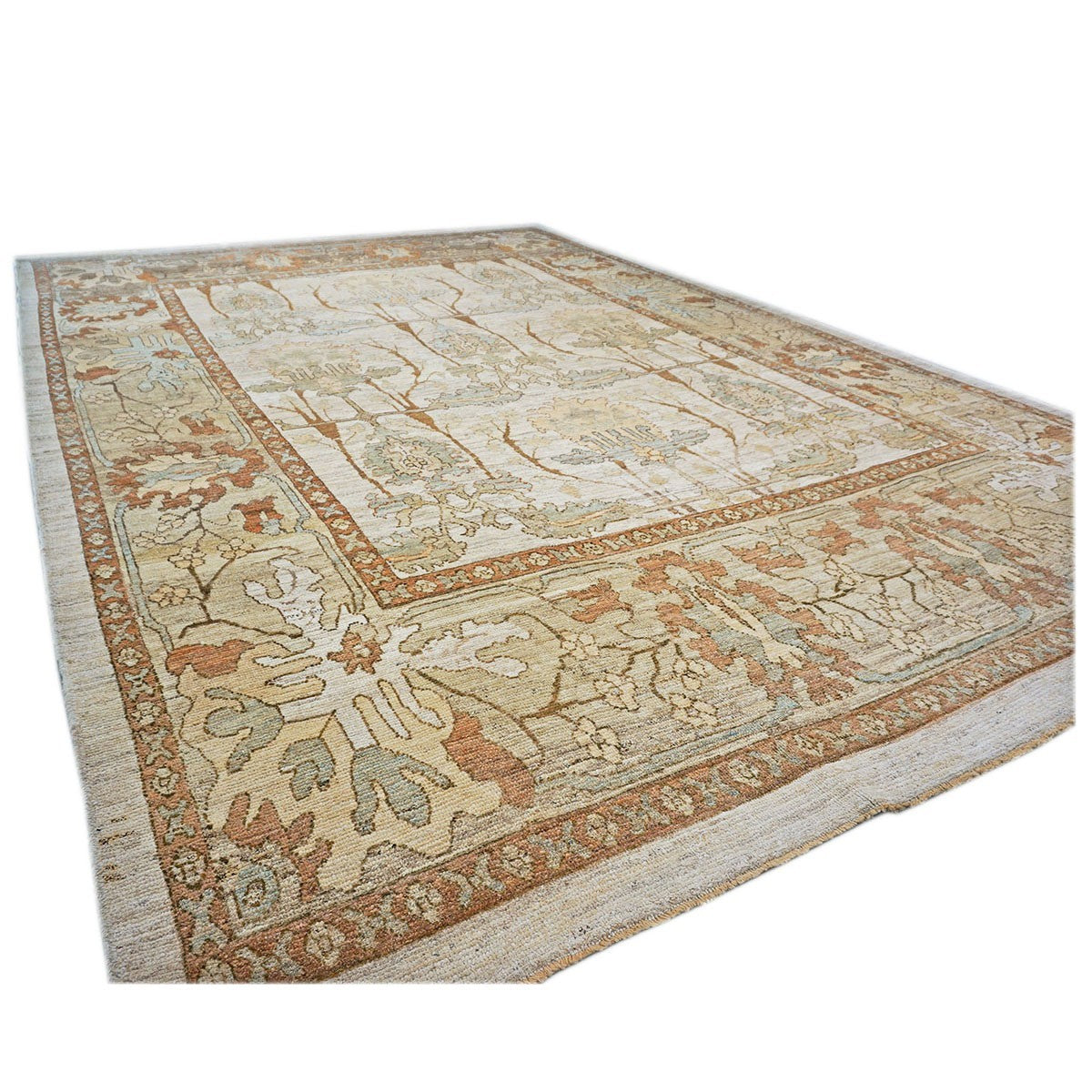 Turkish Oushak 13x18 Ivory, Tan, & Rust Handmade Area Rug #1140073 image 2