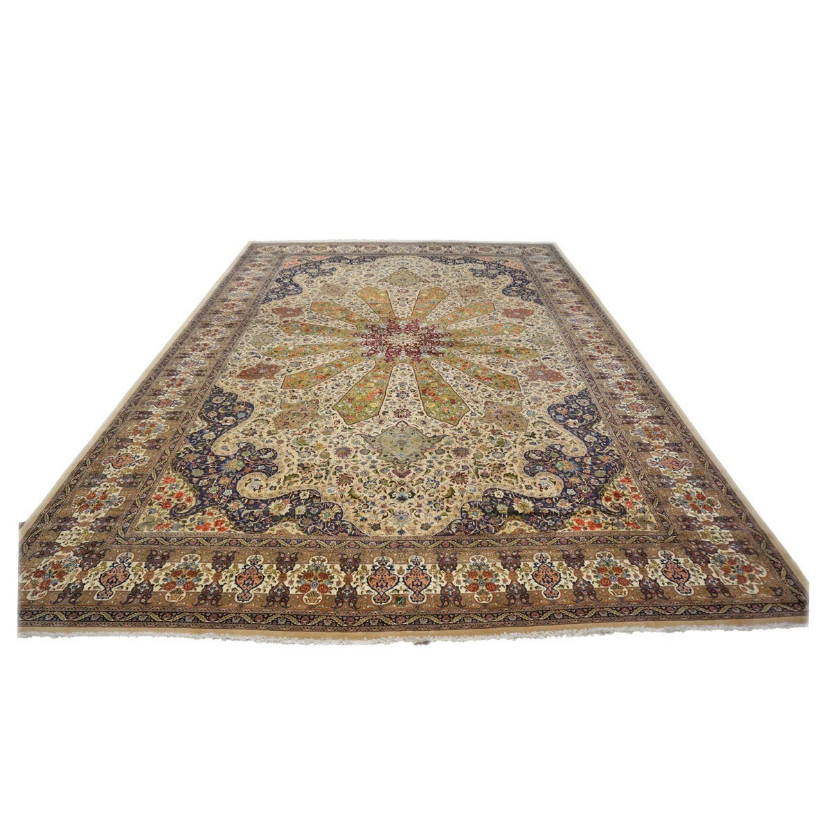 Antique Persian Tabriz 13X19 Ivory Palace Rug #1140645 image 1