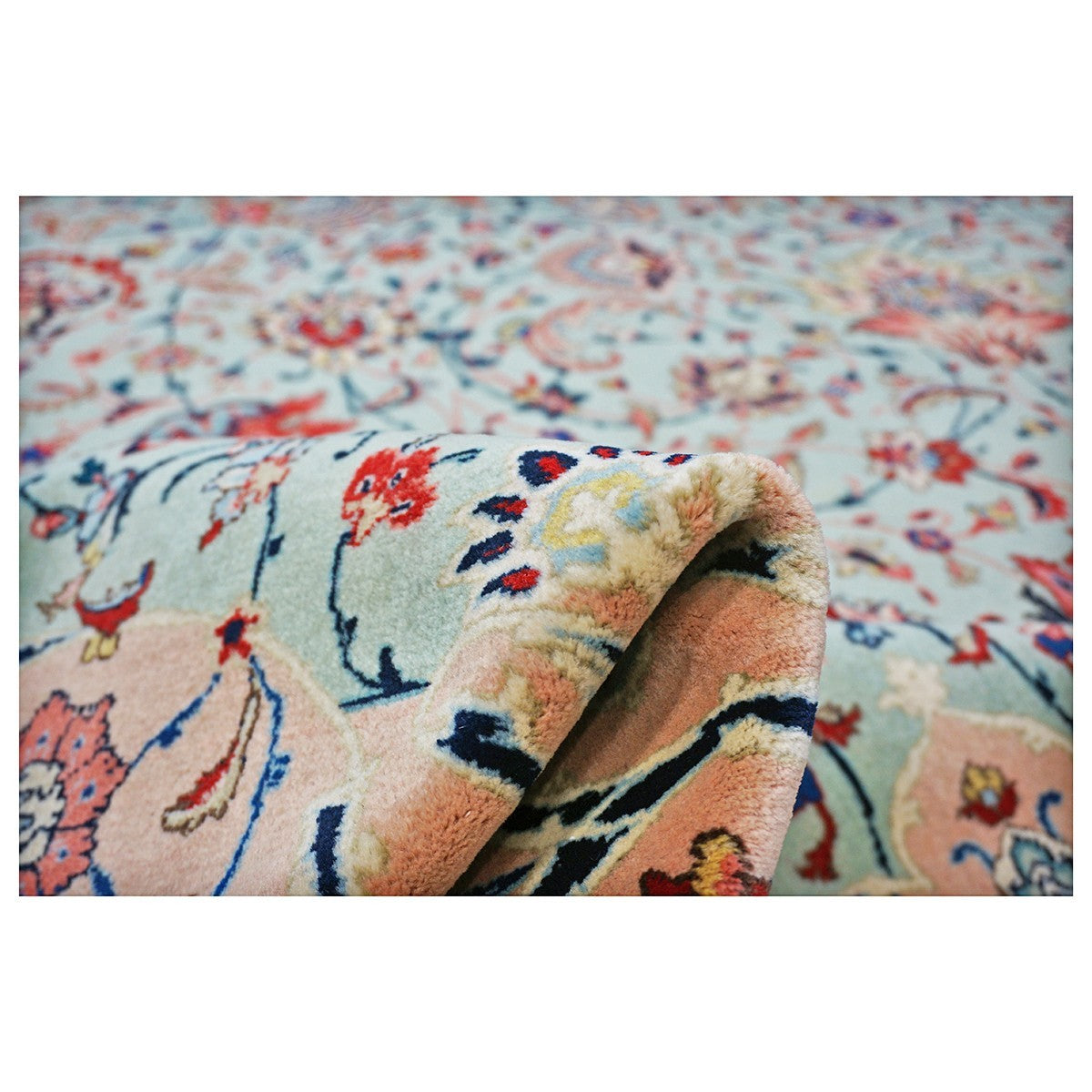 Antique Persian Tabriz Emad 9X12 Mint Green & Pink Area Rug #9902603 image 8