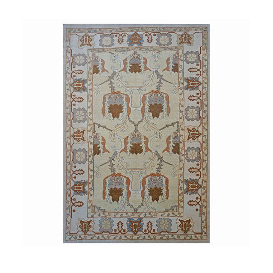 21st Century Turkish Oushak 9x13 Gray, Ivory & Brown Handmade Runner Rug #1140109 image 0