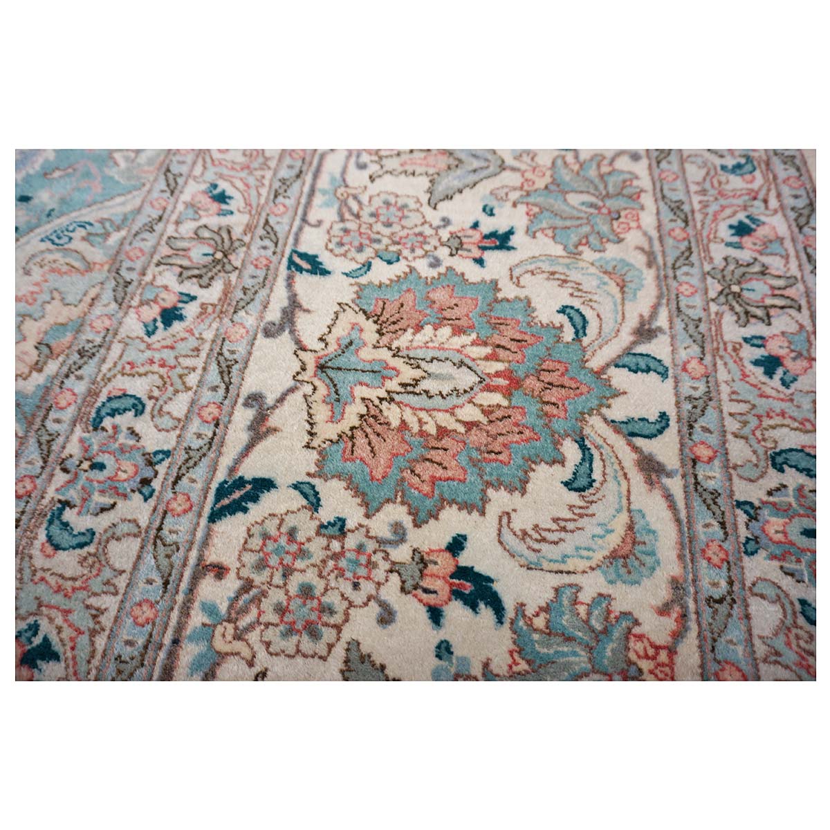 Antique 1940s Persian Tabriz Pahlavi 11x18 Ivory & Blue Handmade Area Rug #9902227 image 10