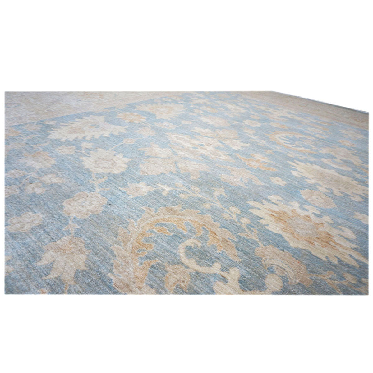 Afghan Oushak 12x15 Blue & Ivory Handmade Area Rug #1142741 image 7