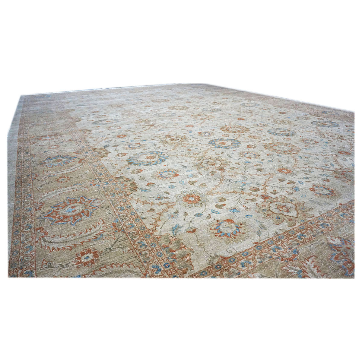 Persian Tabriz Haji Jalili Wool & Silk 12X16 Ivory and Tan Area Rug #1140160 image 6