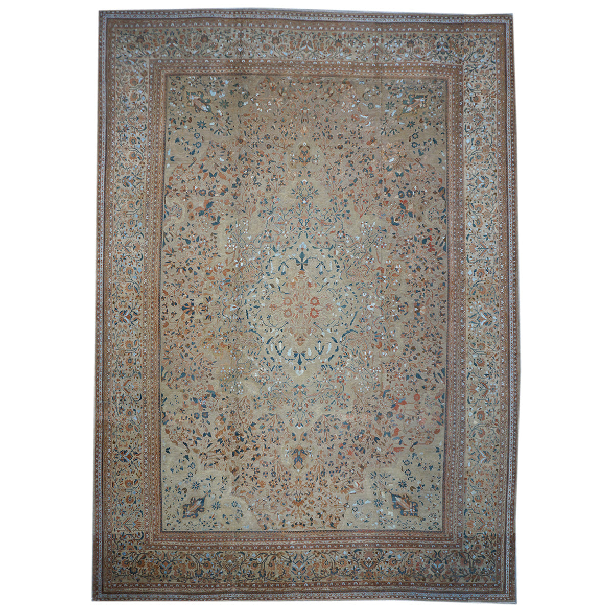 Antique Ziegler Sultanabad 15X21 Wool&Silk Tan Palace Size Rug #9902456 image 0