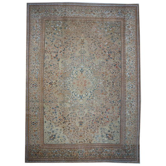 Antique Ziegler Sultanabad 15X21 Wool&Silk Tan Palace Size Rug #9902456 image 0