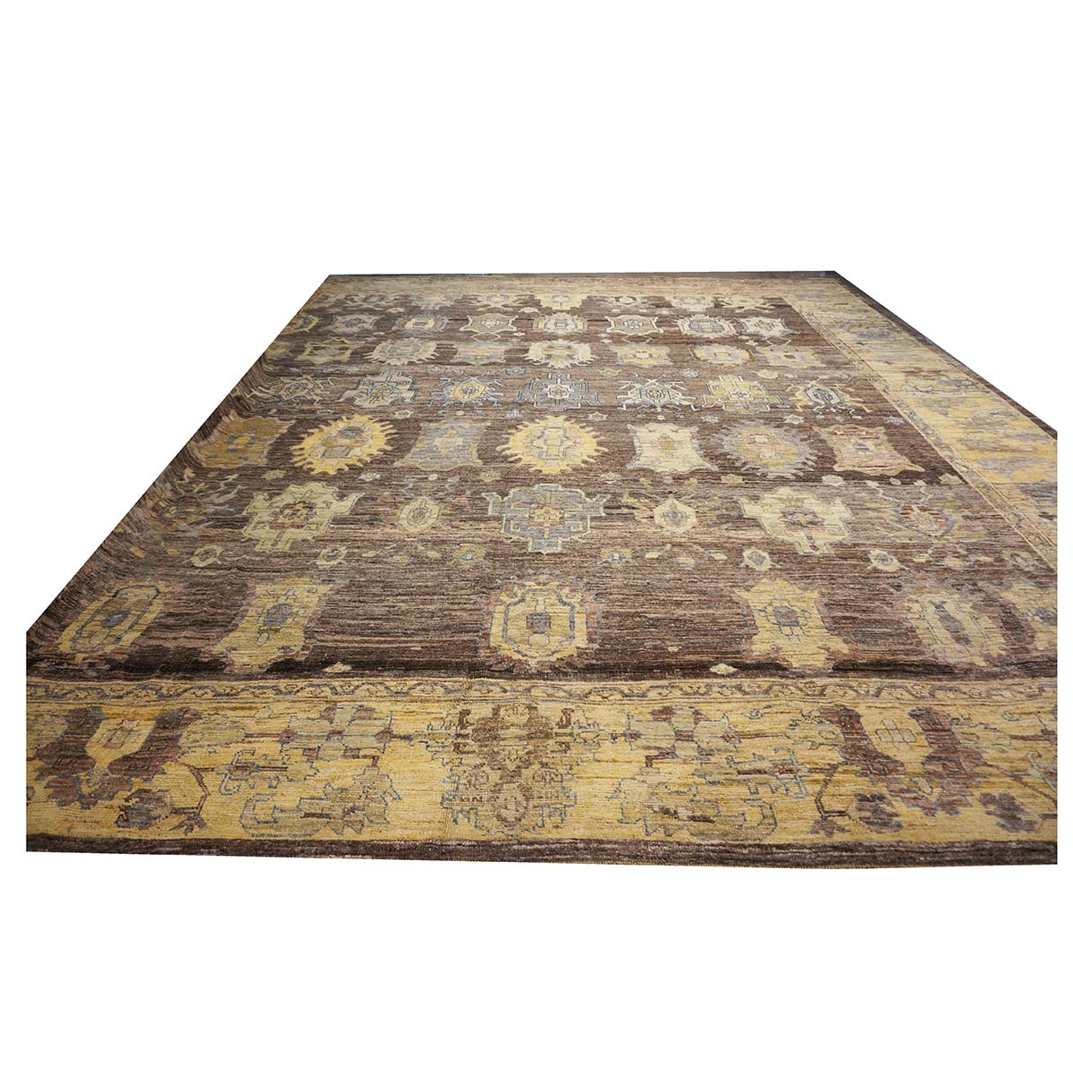 21st Century Large Square Turkish Oushak 19x20 Brown & Gold Handmade Area Rug #1144068 image 5