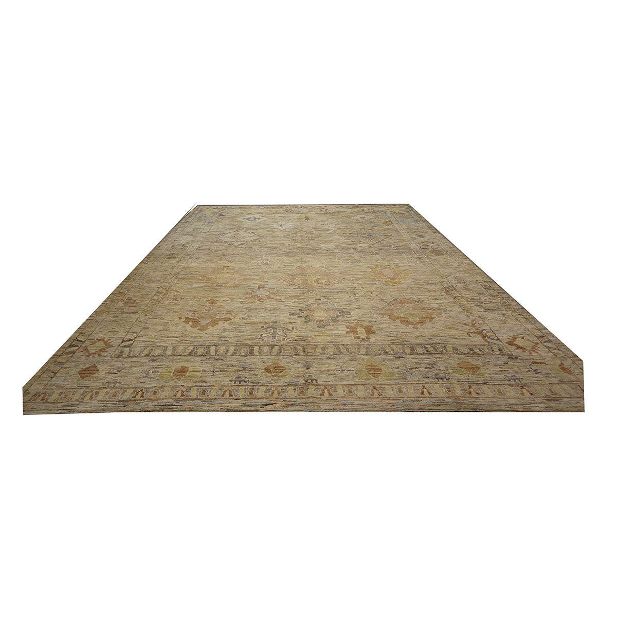 21st Century Turkish Oushak 12X15 Gold, Slate Blue& Ivory Handmade Area Rug #1144127 image 2