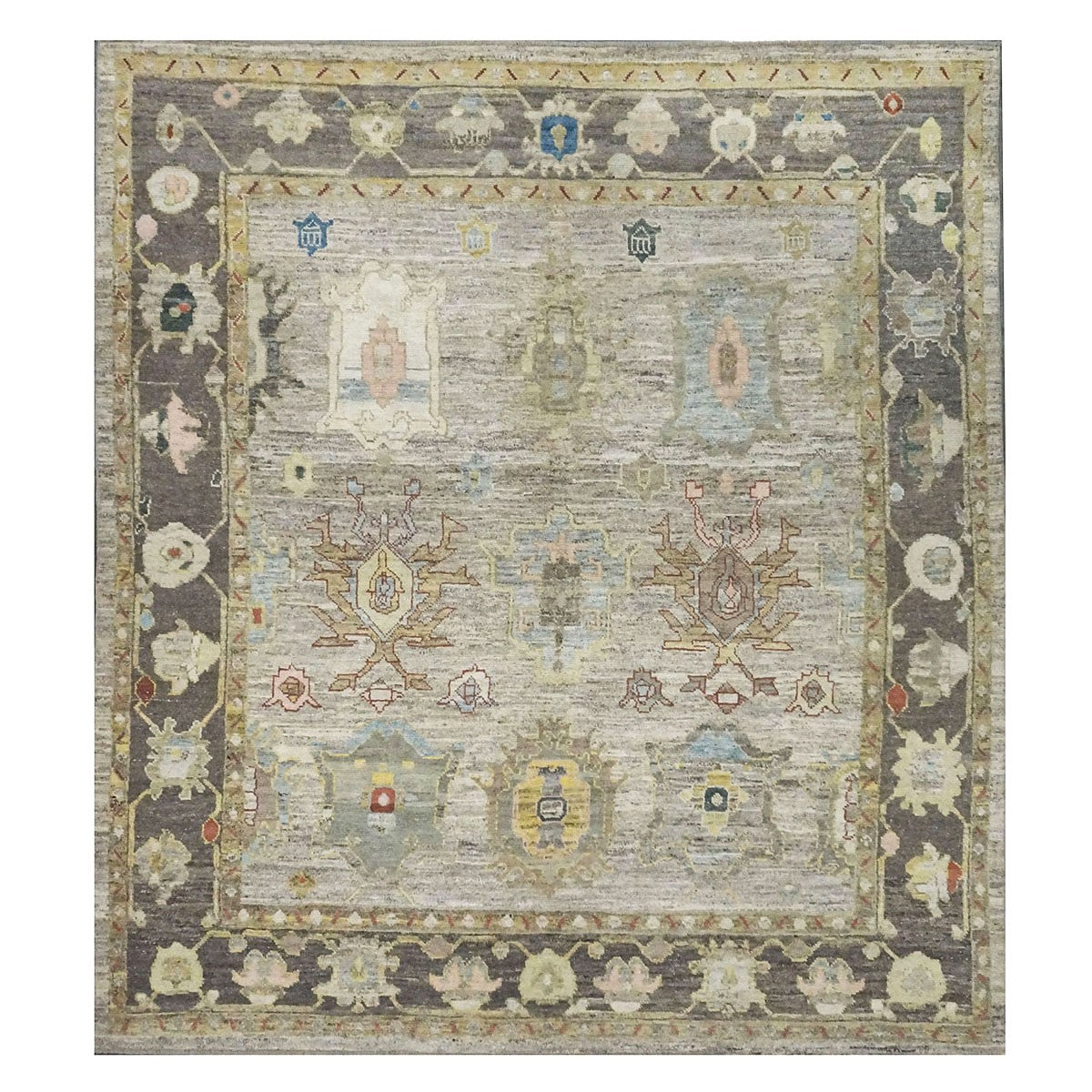 21st Century Turkish Oushak 10X11 Gold, Ivory & Charcoal Handmade Runner Rug #1144083 image 0
