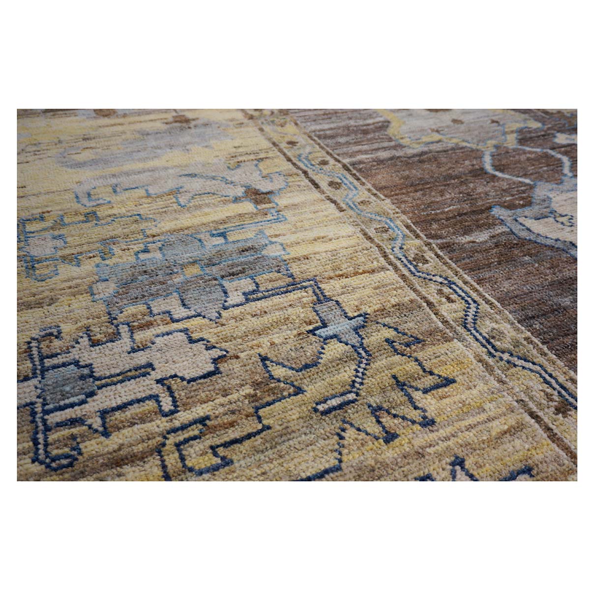 21st Century Large Square Turkish Oushak 19x20 Brown & Gold Handmade Area Rug #1144068 image 11