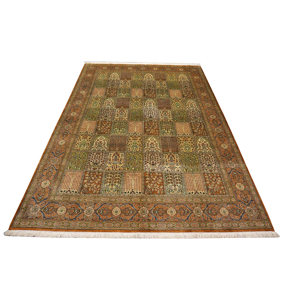 Vintage Persian Qum Silk 6x9 Orange & Ivory Handmade Area Rug #1144056 image 5